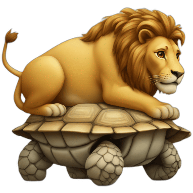 Lion sur une tortue emoji