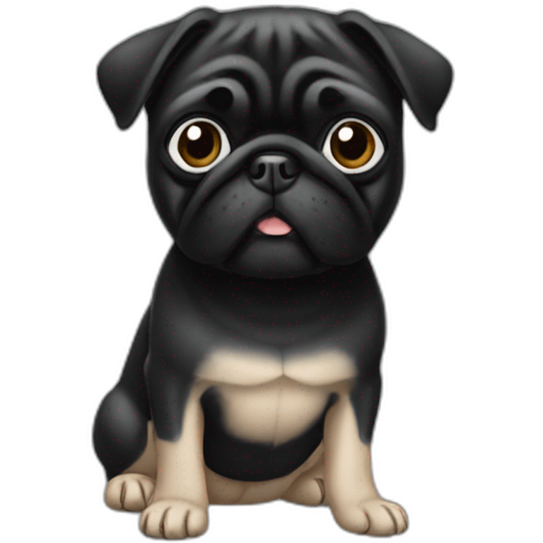 pug wearing a black t-shirt emoji