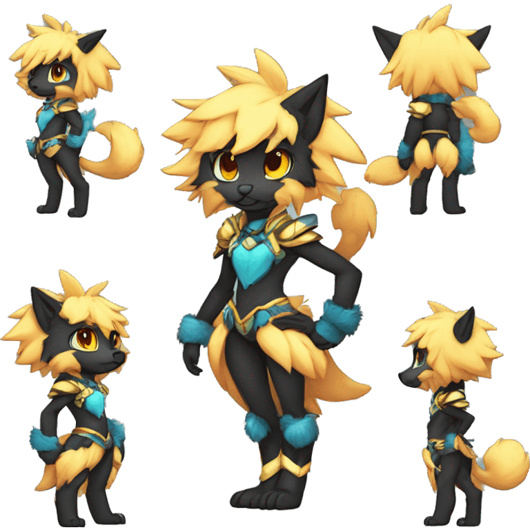 Anthro-Edgy-Contrast-Colors-Fantasy-Fur-Sona-Chibi-Shiny-Fakémon-Hybrid full body emoji