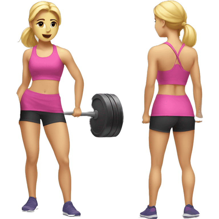 Blonde girl doing squats with barbell emoji