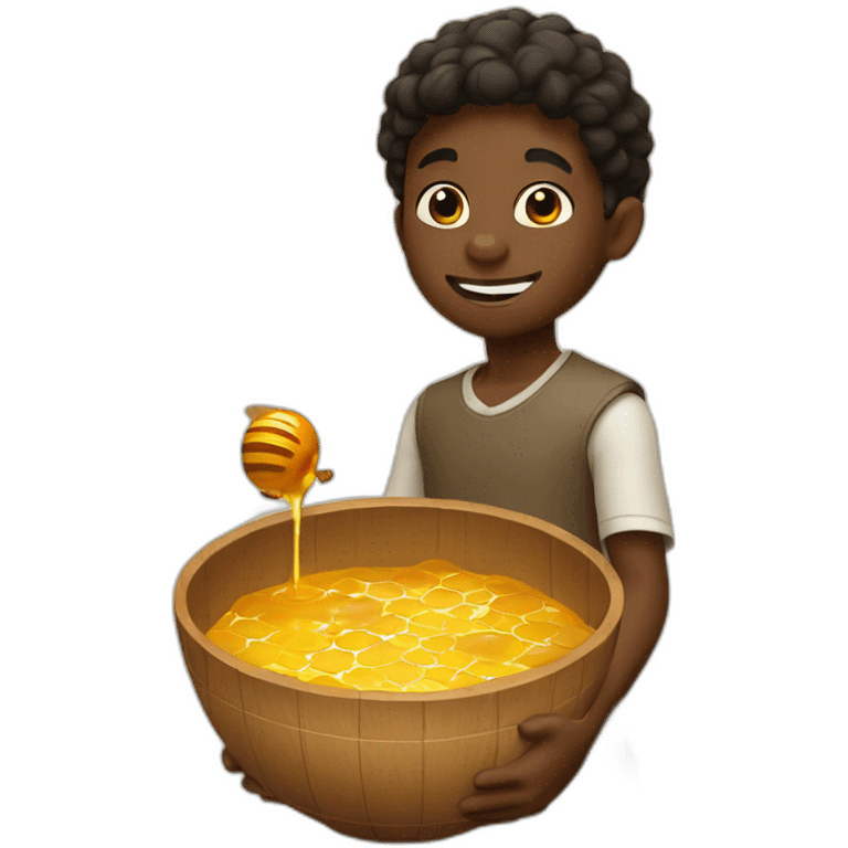 a blackboy handling an honey bowl emoji