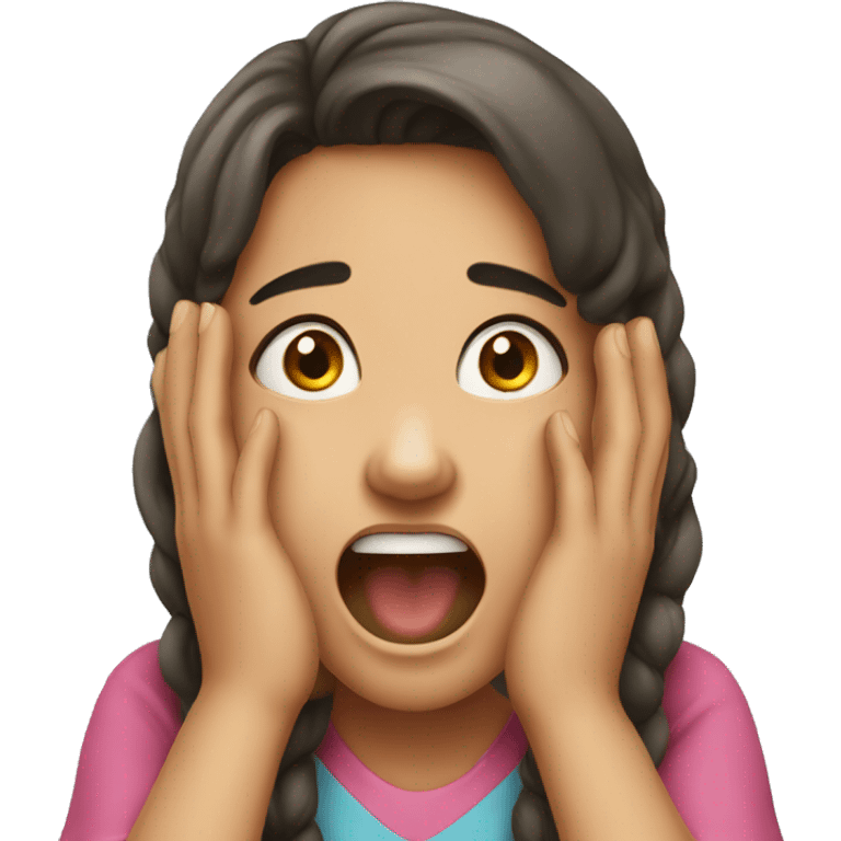 A girl screaming with her hands on her cheeks  emoji