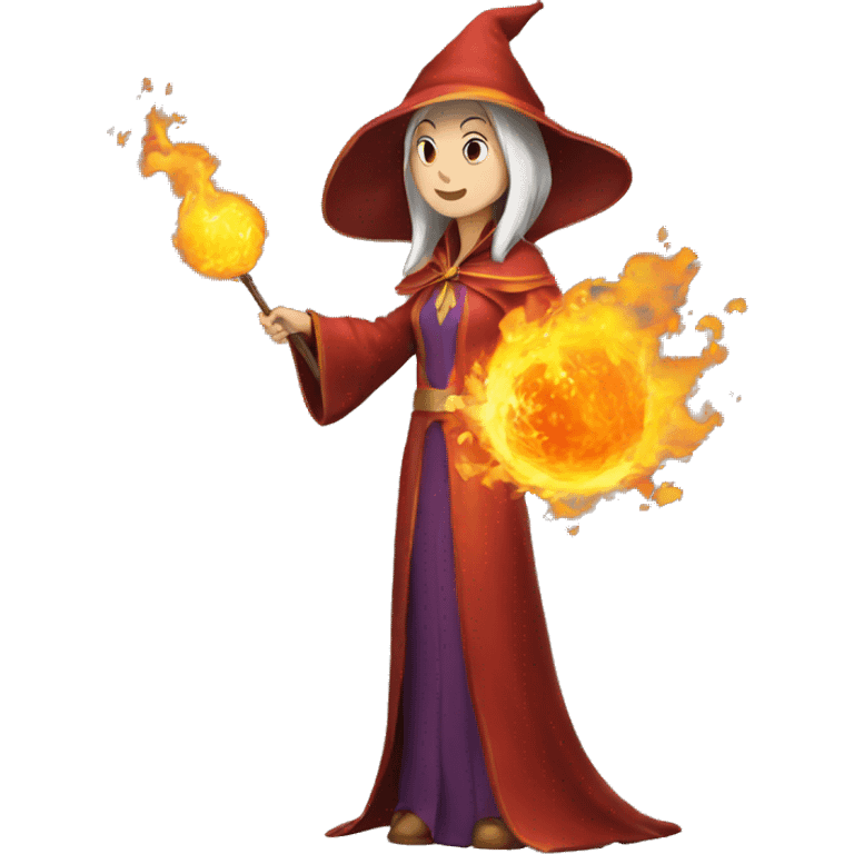 female wizard casts fireball emoji