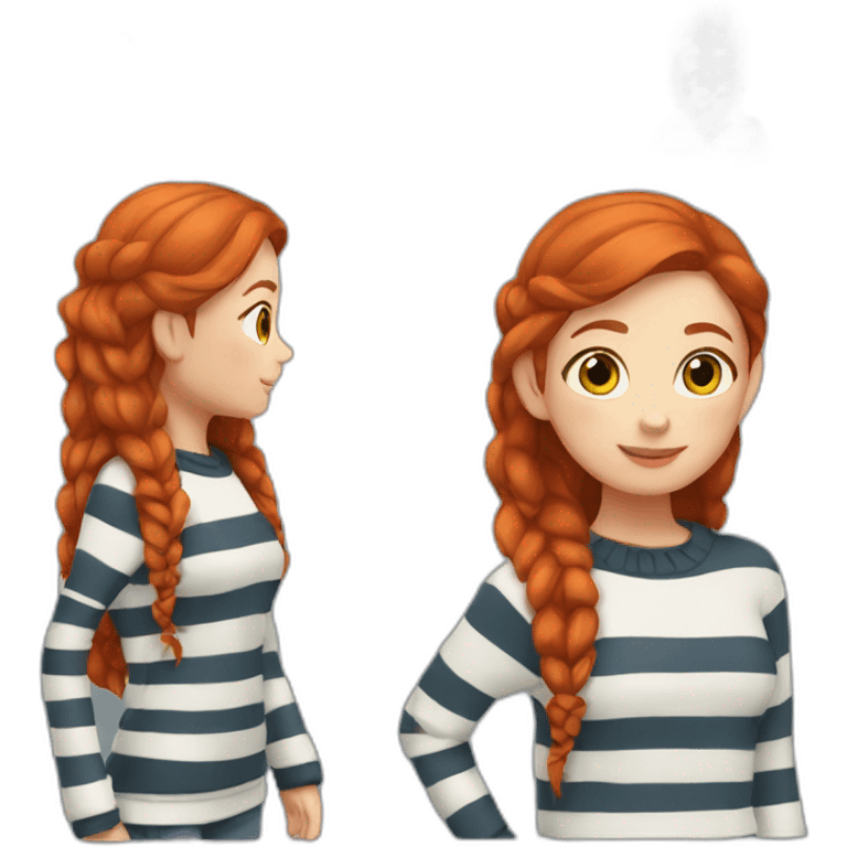 redhair girl in a striped sweater emoji