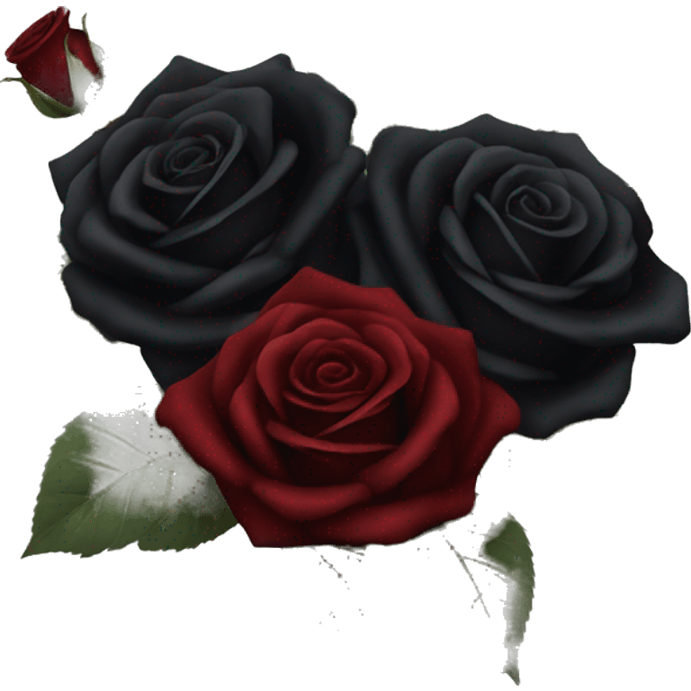 Gothic Black roses and dark red roses in a bouquet  emoji