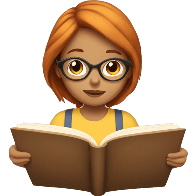 read haired girl reading emoji