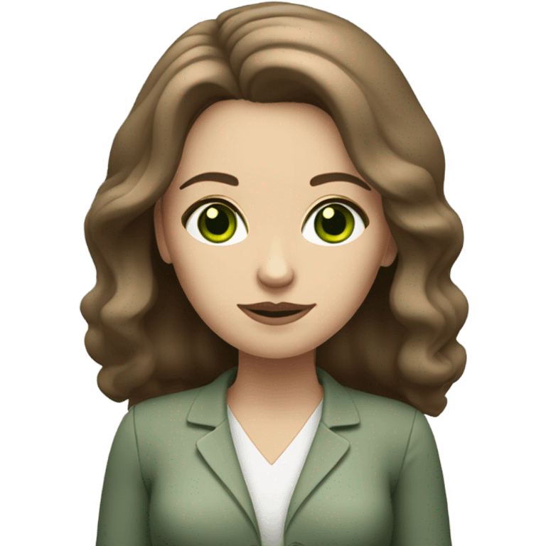 white female psychologist with brown hair and green eyes emoji