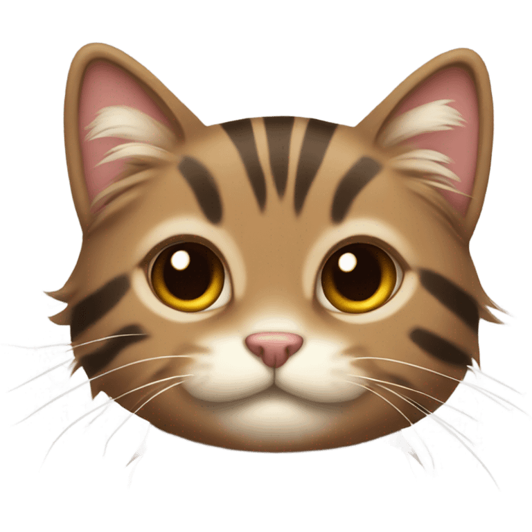 Fluffy brown striped cat cute emoji