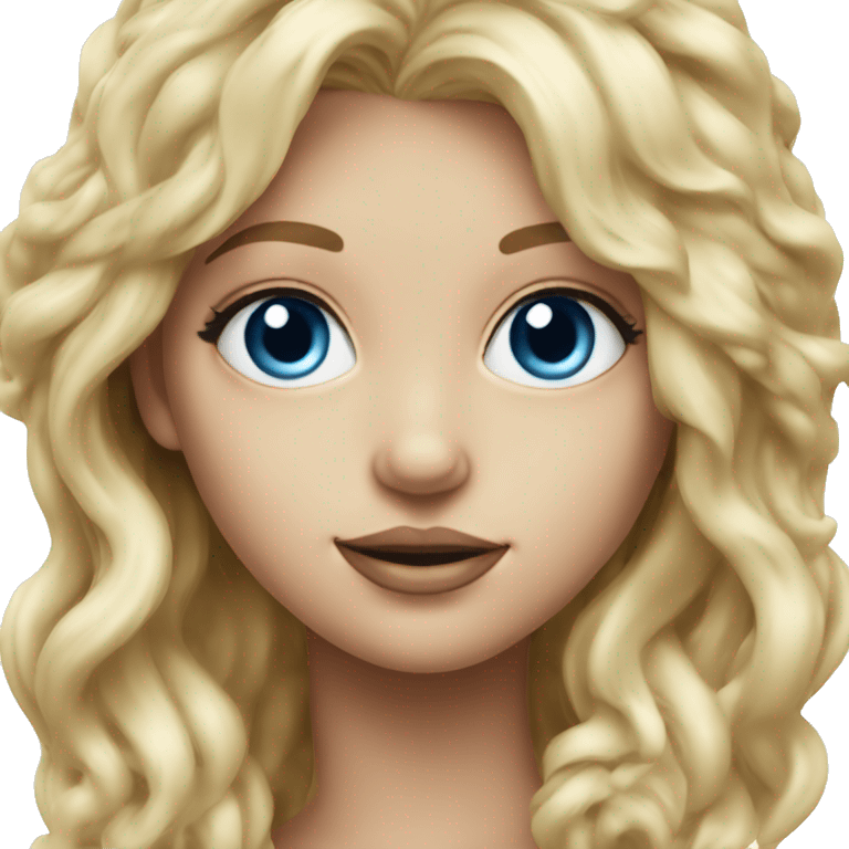 Hyper realistic blonde girl blue eyes emoji