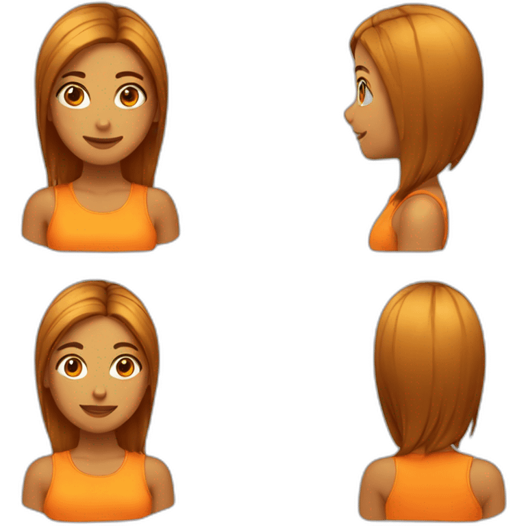 chica pelo largo liso naranja emoji