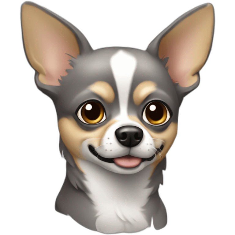 Chien de type chihuaha de 9 ans couleur gris très voncée visage emoji