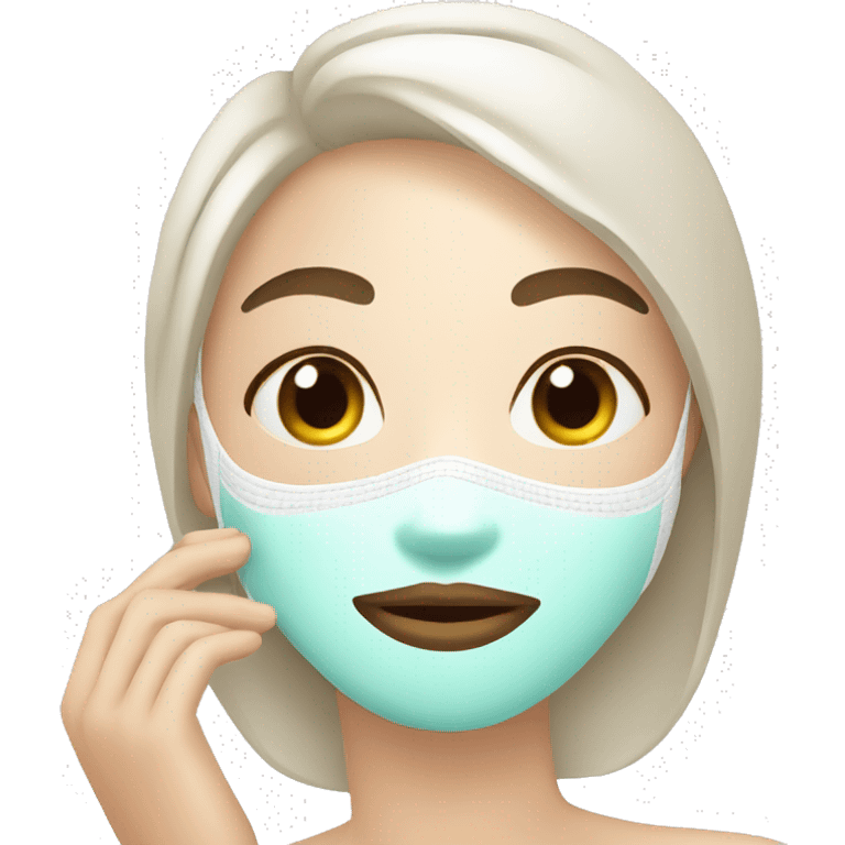 Lady with face mask spa beauty full face relaxing emoji