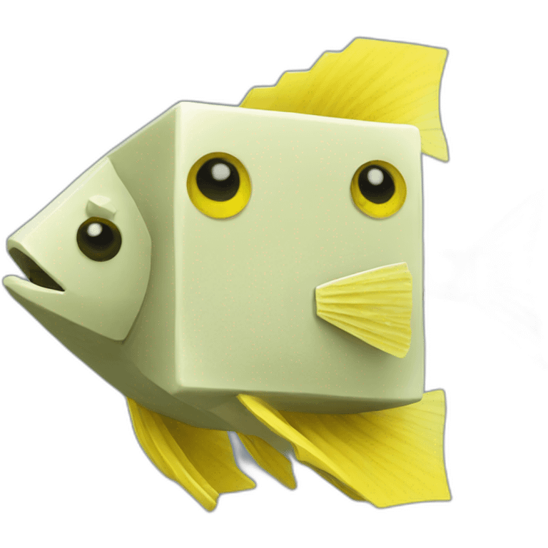 cube yellow fugu fish in minecraft style full size emoji