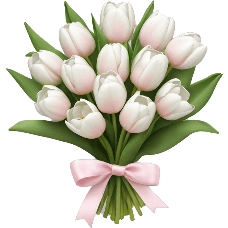 White tulips bouquet with light pink bow  emoji