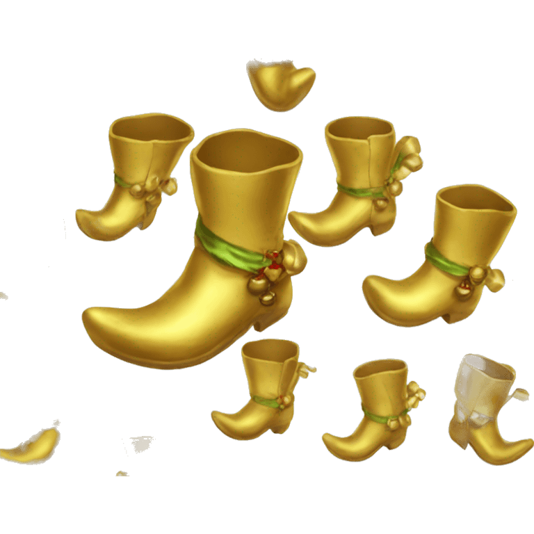 Realistic isolated gold elf boots with bells. emoji