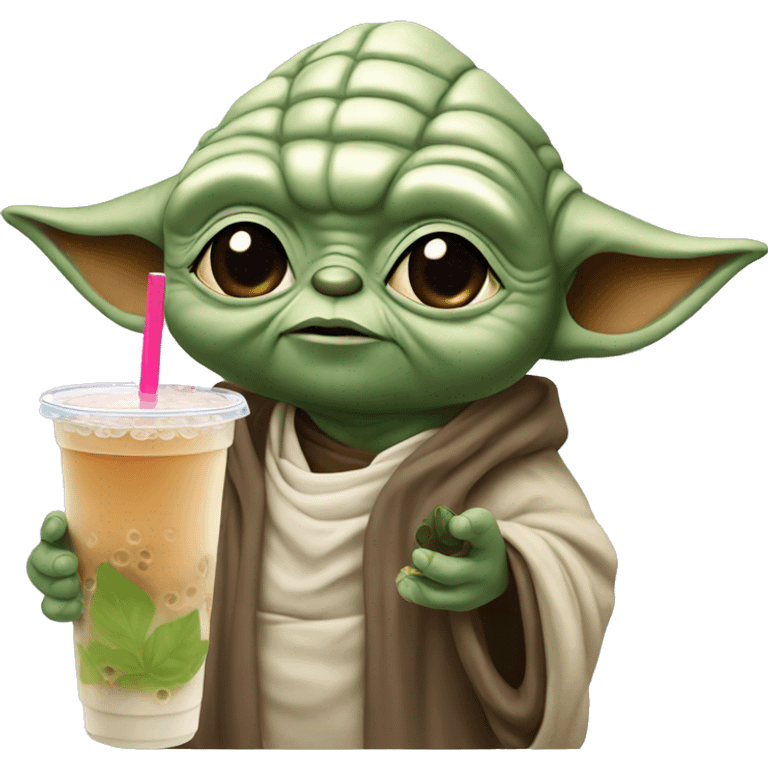 yoda with a bubble tea emoji