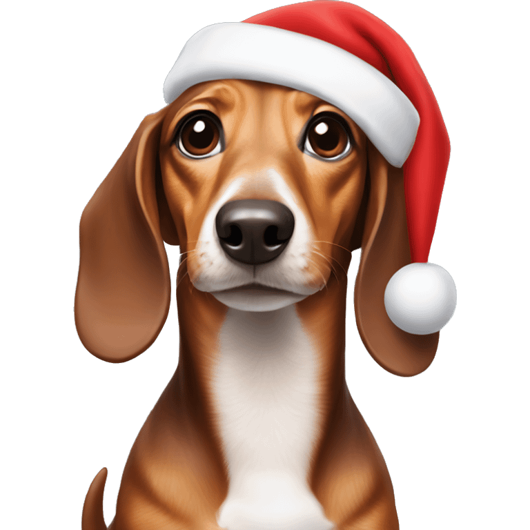 Dachshund with Santa hat emoji