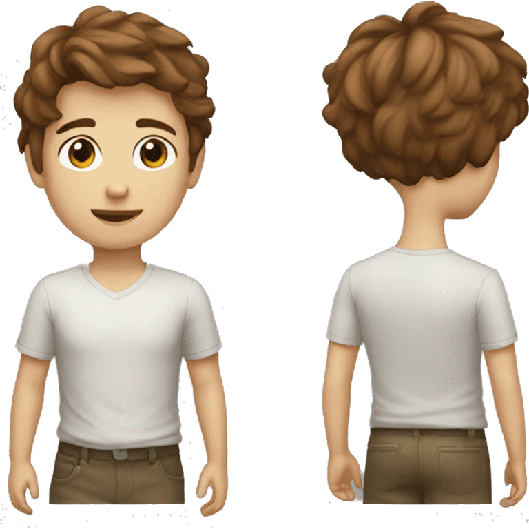 brown-haired boy with emoji