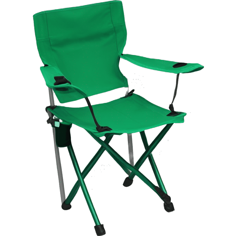 Realistic emerald green  camping folding chair isolated.  emoji