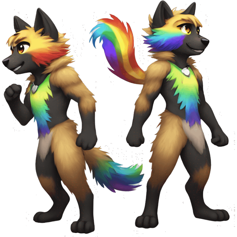 Furry, sparkle, rainbow, animal, anthro, full body, fursona, protogen emoji