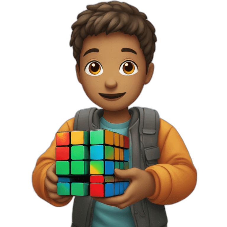 a boy with a Rubik's cube in his hands emoji