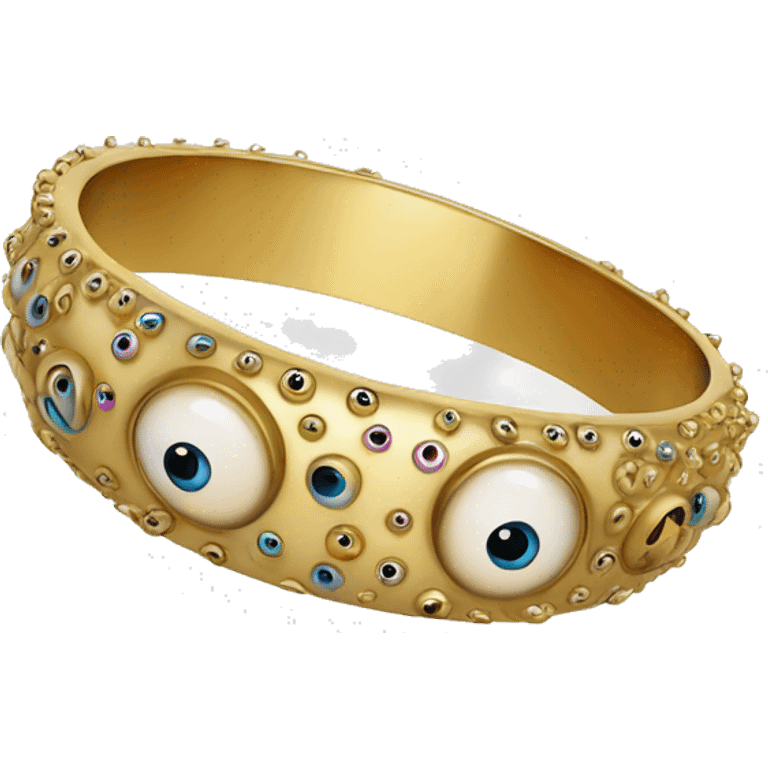 very thin gold bangle ring studded with eyeballs emoji