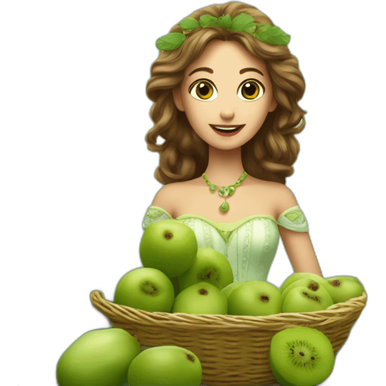 Une princesse qui mange des kiwis emoji