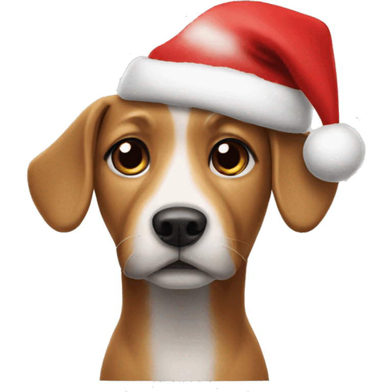 Dog wearing a christmas hat emoji