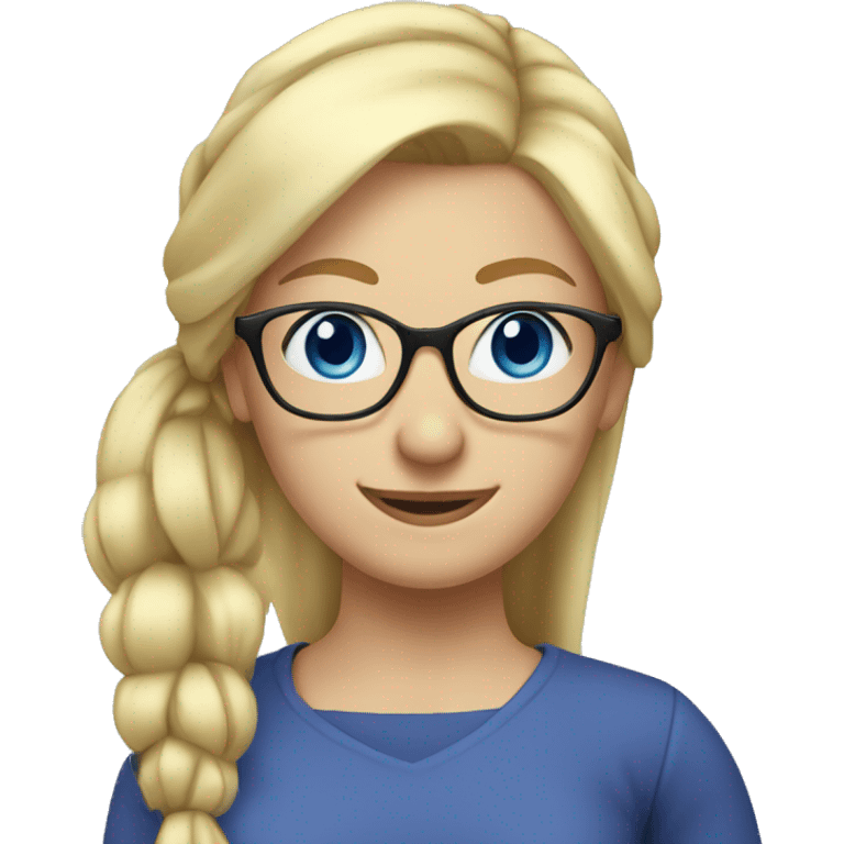  Blonde hair in a pony tail, blue eyes, glasses, lady emoji