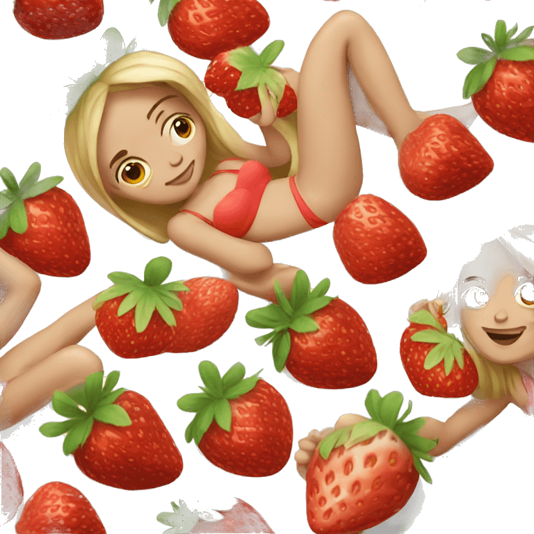 girl tanning eating strawberries emoji