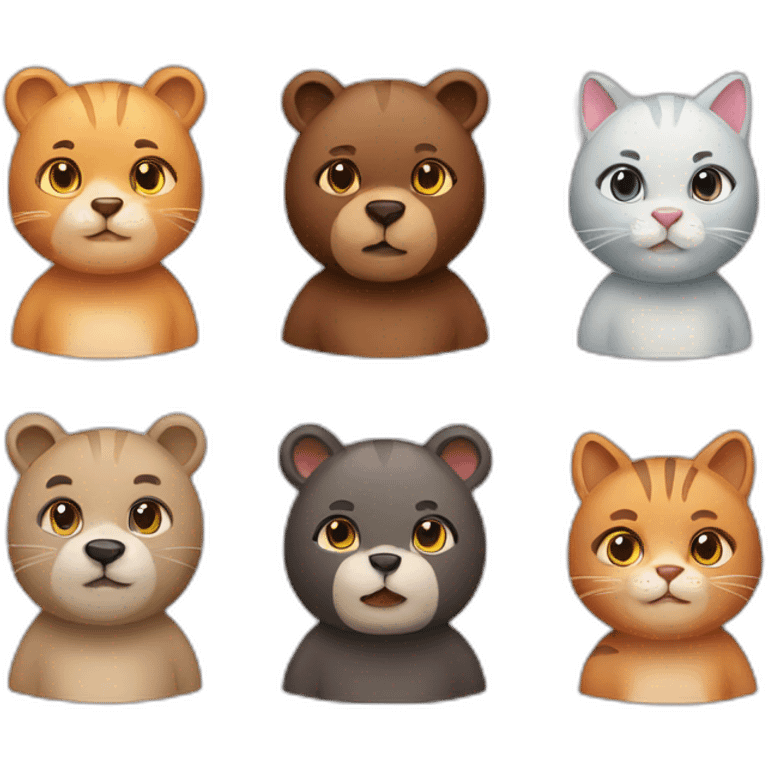 Female-bear-and-male-bear-and-three-cats emoji