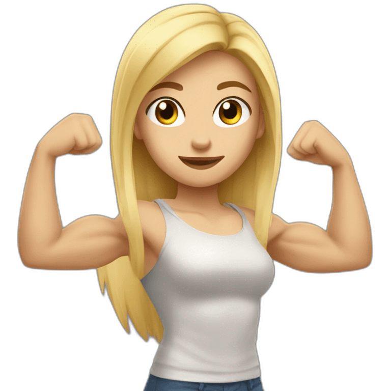 Strong muscle arm blonde girl emoji