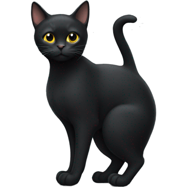 Black cat with missing front leg emoji