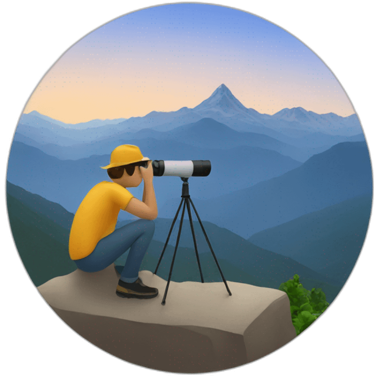 A person with binoculars looking at a mountain emoji