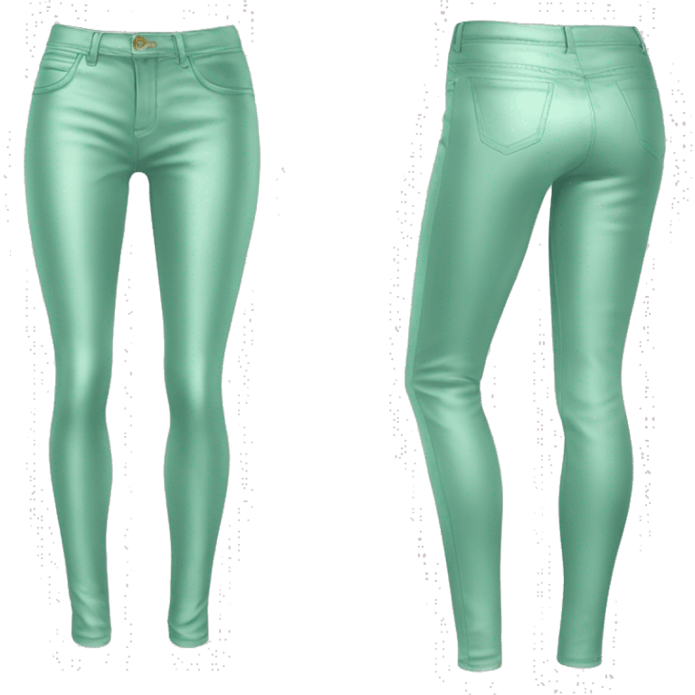 Realistic isolated side view of a metallic mint green jegging pants. emoji