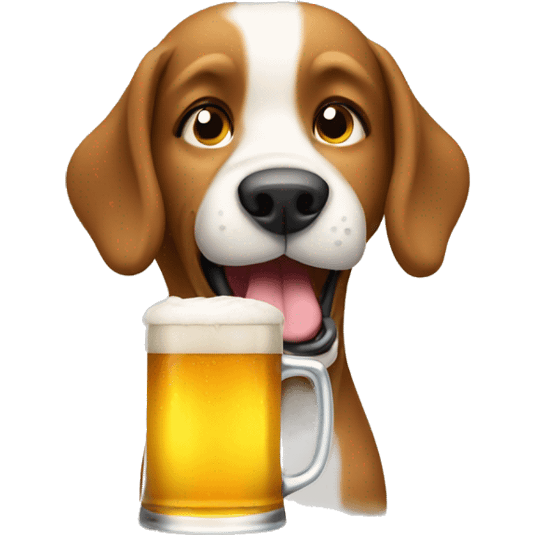 Dog drinking beer emoji