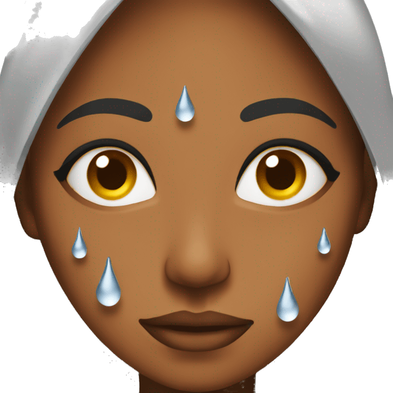 Water droplets on brown woman  emoji