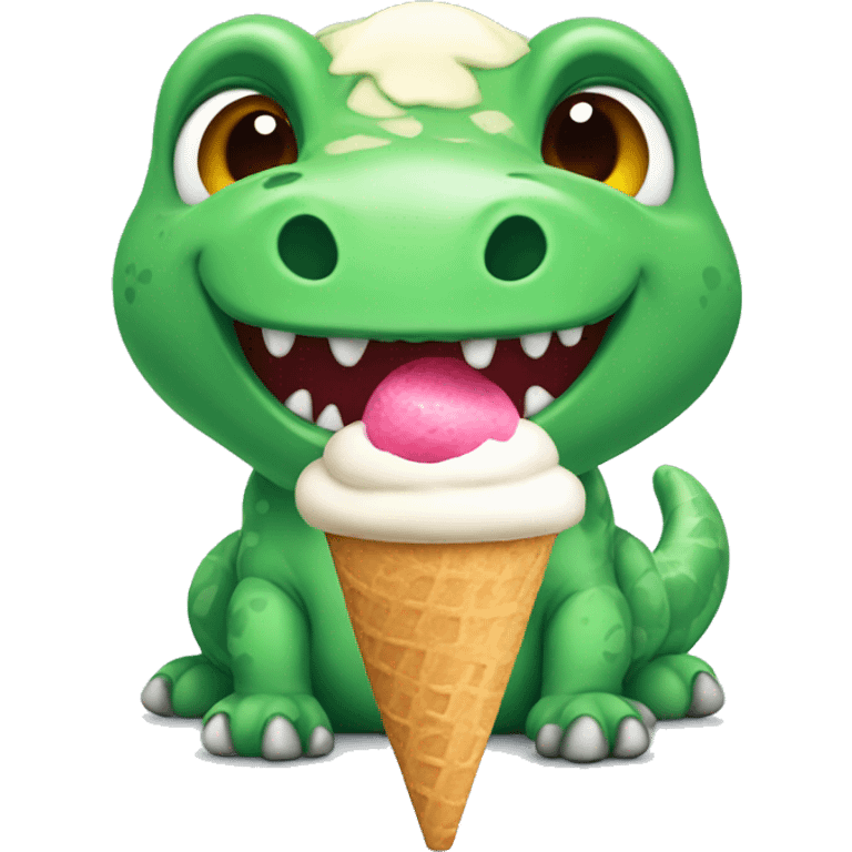 dinasaur with ice cream emoji