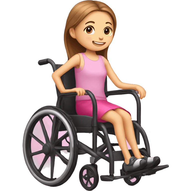 Niña en silla de ruedas con rosa emoji