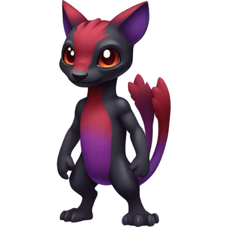 Cute cool dark black red purple animal hybrid Fakemon full body emoji