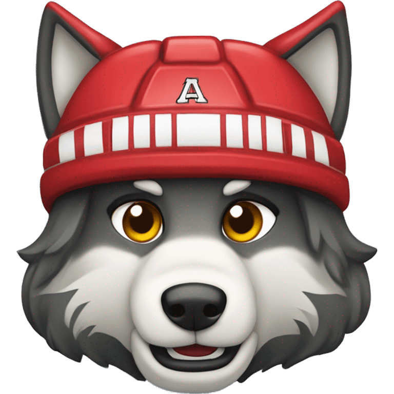 A wolf hockey player lies on the ice in a red white and black uniform A wolf hockey player lies on the ice in a red white and black uniform emoji