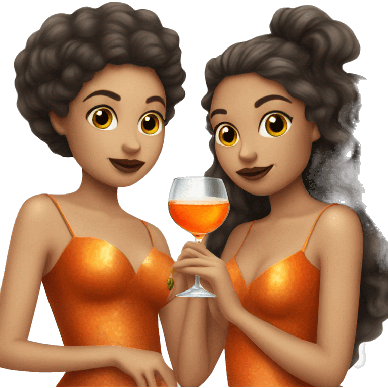 Three beautiful mermaids light skin drinking aperol emoji