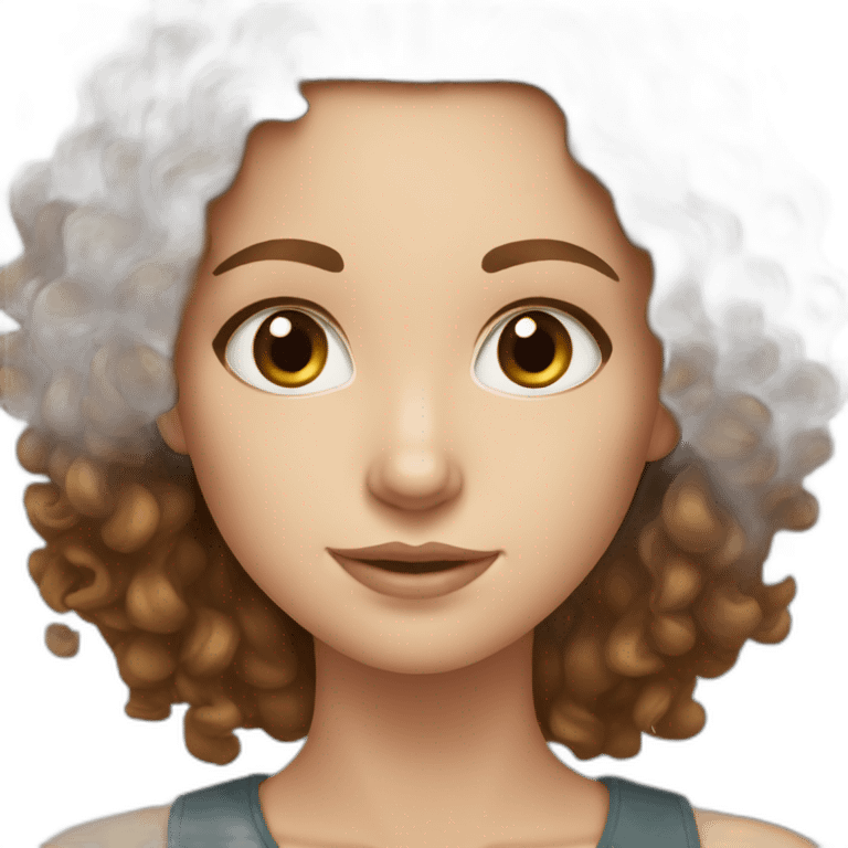 beautiful white girl with brown curly hair emoji