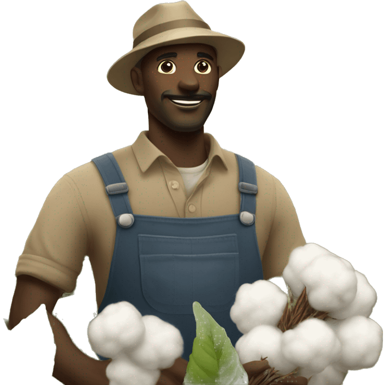 Black farmer with cotton emoji