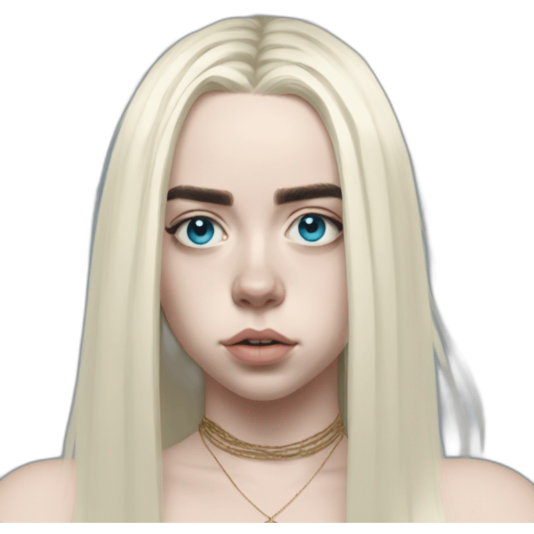 Billie eilish chanteuse cheveux bleus yeux bleus emoji