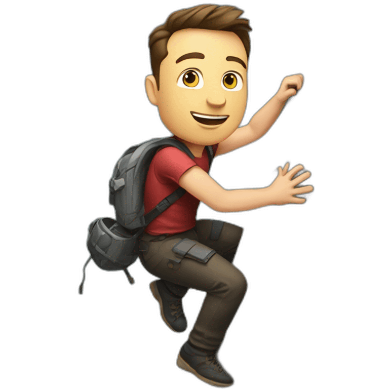 elon musk climbing a boulder emoji