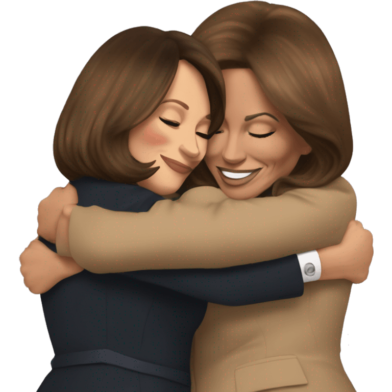 Melania Trump and Kamala Harris hugging emoji