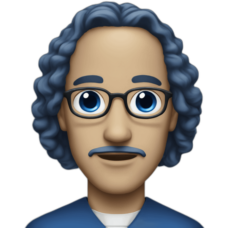 Clergyman with blue skin and dark blue long curly hair emoji