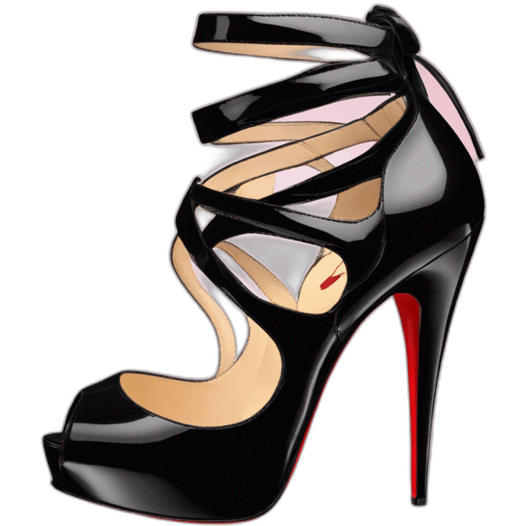 Louboutin Black patent Leather Lady Peep Toe Platform emoji