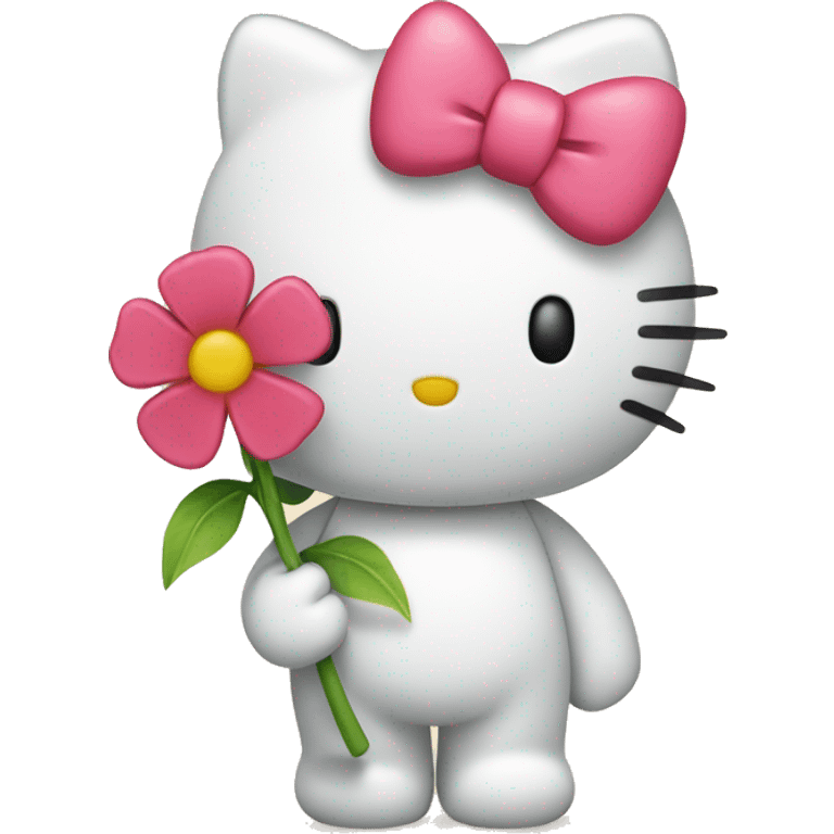 Hello kitty holding a flower emoji